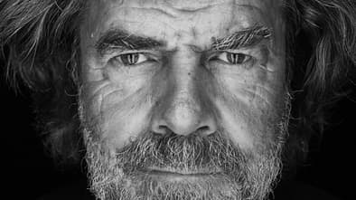 Der Bergsteiger Reinhold Messner im Close-up