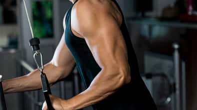 Junger, trainierter Mann beim Trizepstraining
