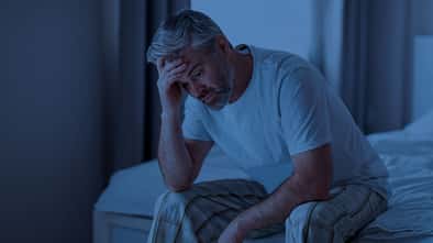 Insomnia,,Sleeping,Disorder,Concept.,Sleepless,Unhappy,Grey-haired,Middle,Aged,Man