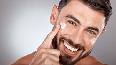 Man,,Face,And,Cream,For,Skincare,And,Beauty,Closeup,With