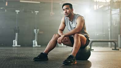 Fitness,,Breathing,And,Sweating,With,A,Tired,Man,In,The