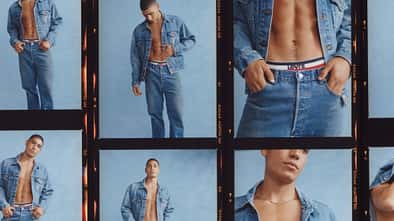 Männliches Model in Boxershorts von Levi's® Underwear, Jeans und Jeansjacke
