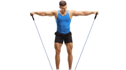 muscular,practice,strength,caucasian,body,fit,fitness,band,energ Full,Length,Portrait,Of,A,Muscular,Guy,Exercising,With,A