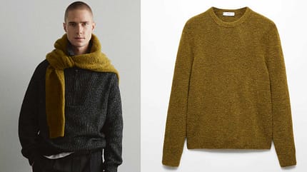 Schal binden / Winter 2023 / Mango Boucle-Strickpullover