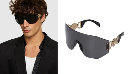 Sonnenbrillentrends_Männer_Frühling 2024_Y2K Style_Versace Sonnenbrillentrends_Männer_Frühling 2024_Y2K Style_Versace