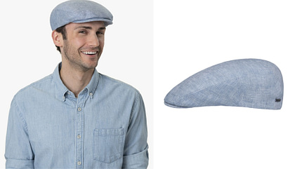 Schiebermütze blau Leinen Sommer