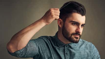 studio,hands,beauty,beauty product,brushing,preparation,casual,c Man,,Self,Care,And,Comb,On,Studio,Background,For,Grooming,