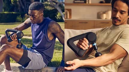 Die Massagepistole Elite von Theragun fördert die Regeneration nach dem Training. Die Massagepistole Elite von Theragun fördert die Regeneration nach dem Training.