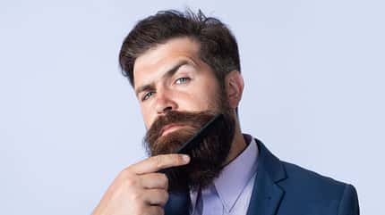 hairsalon,young,bearded,concept,hipster,beard care,guy,long,must Beard,Care.,Closeup,Of,A,Young,Man,Styling,His,Long
