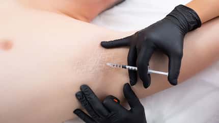 medical,beauty,caucasian,intramuscular,perspire,body,smell,treat Closeup,Of,A,Doctor,Hands,In,Medical,Gloves,With,A