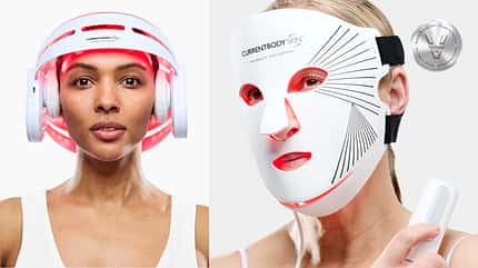 LED Gerät gegen Haarausfall, um 740 € und LED Rotlicht Therapie Gesichtsmaske, um 450 €.