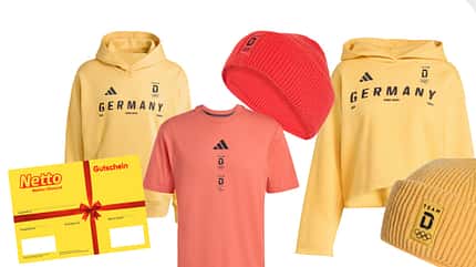 Die Gewinne vom Netto-Gewinnspiel: ein Einkaufsgutschein und verschiedene Kleidungsstücke