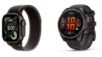 Apple Watch Ultra 3 (links) und Garmin Fenix 8 Pro (rechts).