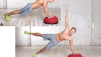 Übung 6: Seitstütz mit Arm- und Beinstrecken Übung 6: Seitstütz mit Arm- und Beinstrecken