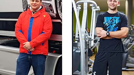 Sven hat erfolgreich abgenommen. Vorher wog er 121 Kilo und nachher 93 Kilo Sven hat erfolgreich abgenommen. Vorher wog er 121 Kilo und nachher 93 Kilo