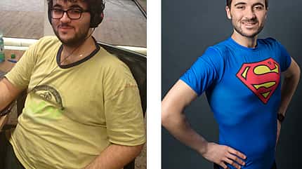 Daniel wog vorher 136 Kilo und nachher 81 Kilo Daniel wog vorher 136 Kilo und nachher 81 Kilo
