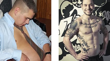 David hat abgenommen: vorher wog er 105 Kilo und nachher 80 Kilo David hat abgenommen: vorher wog er 105 Kilo und nachher 80 Kilo