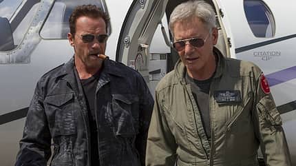 Die Altstars der 80er geben sich in "Expendables 3" die Ehre: Arnold Schwarzenegger und Harrison Ford Die Altstars der 80er geben sich in "Expendables 3" die Ehre: Arnold Schwarzenegger und Harrison Ford