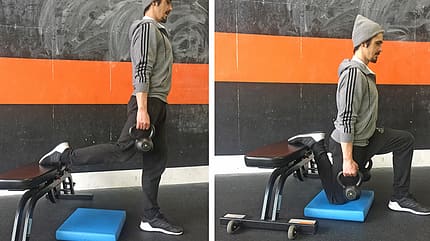Kraft-Move: Bulgarian Split-Squats mit Kettlebell Kraft-Move: Bulgarian Split-Squats mit Kettlebell
