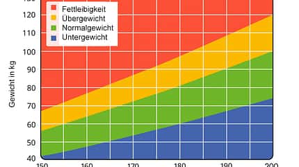 BMI-Grafik: BMI-Bestimmung auf einen Blick