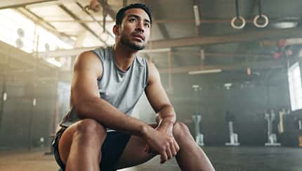 Fitness,,Breathing,And,Sweating,With,A,Tired,Man,In,The