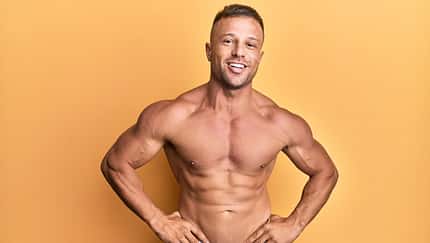 Handsome,Bodybuldier,Man,Posing,Sexy,Showing,Muscle,,Shirtless,Torso,Showing