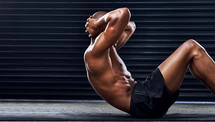 Male,Athlete,,Crunches,On,Exercise,Mat,For,Workout,,Sports,As