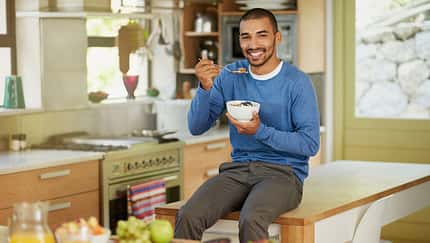 Man,,Portrait,And,Kitchen,With,Oats,For,Healthy,Food,,Diet