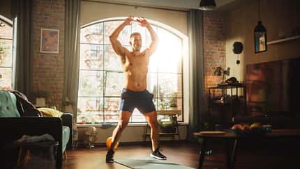 Portrait,Of,A,Strong,Athletic,Black,Man,Doing,Shirtless,Workout