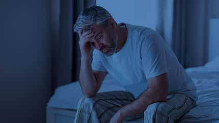 Insomnia,,Sleeping,Disorder,Concept.,Sleepless,Unhappy,Grey-haired,Middle,Aged,Man