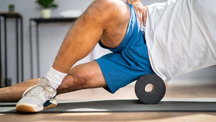 Foam,Roller,Healthy,Leg,Workout,Sport,Training,On,Floor