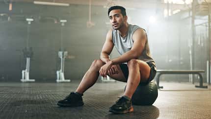Fitness,,Breathing,And,Sweating,With,A,Tired,Man,In,The