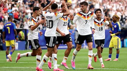 Die deutsche Fußballnationalmannschaft beim WM-Spiel gegen Curacao