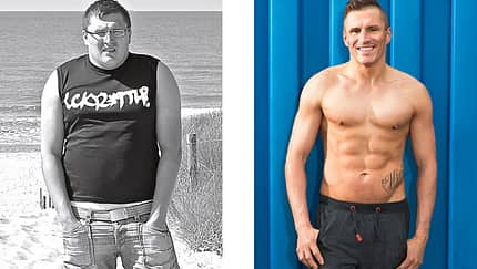 Robert hat abgenommen: vorher wog er 110 Kilo und nachher 70 Kilo