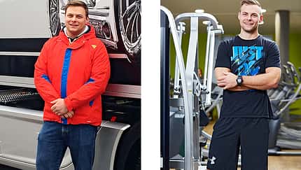 Sven hat erfolgreich abgenommen. Vorher wog er 121 Kilo und nachher 93 Kilo