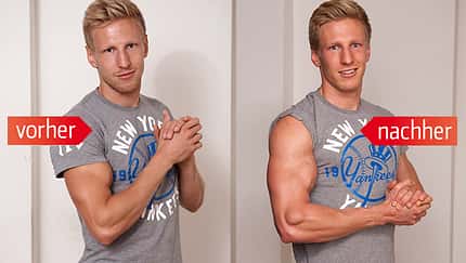 Sport-Trainee Nico Reiher (28) hat seinen Bizeps auf XL-Format gebracht