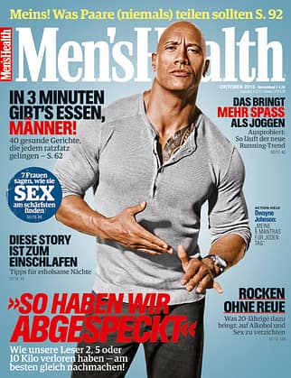 Die Oktober-Ausgabe 2015 der Men's Health – mit Coverheld Dwayne "The Rock" Jonson Die Oktober-Ausgabe 2015 der Men's Health – mit Coverheld Dwayne "The Rock" Jonson
