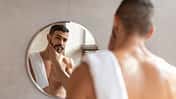 Male,Facial,Care.,Portrait,Of,Handsome,Arab,Man,Looking,At