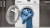 Washing,Denim,Items,In,The,Washing,Machine.,Delicate,Cleaning.