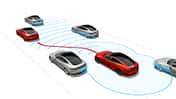 Durch Detektoren wie Radarsensoren und und Kommunikation untereinander können SDCs das Überholmanöver autonom einleiten