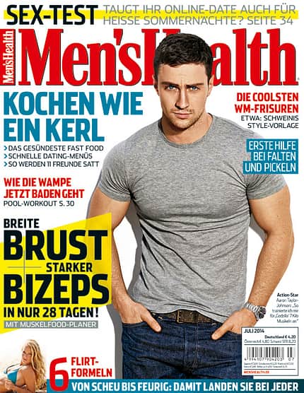 Die Titelseite der Juli-Ausgabe 2014 von Men's Health Die Titelseite der Juli-Ausgabe 2014 von Men's Health