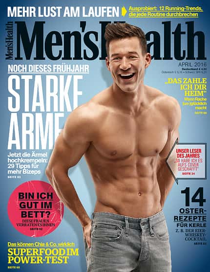 Men's Health April-Ausgabe 04/2016 mit dem Gewinner des Cover-Model-Contests 2016 Men's Health April-Ausgabe 04/2016 mit dem Gewinner des Cover-Model-Contests 2016