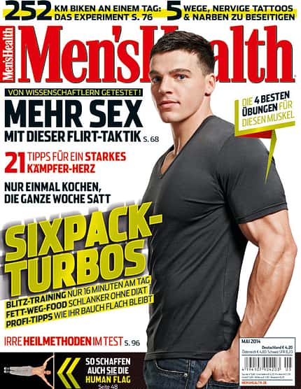Die Men's Health-Titelseite der Ausgabe von Mai 2014 Die Men's Health-Titelseite der Ausgabe von Mai 2014