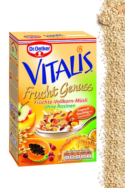 Vitalis "Frucht Genuss Früchte-Vollkorn-Müsli" von Dr. Oetker Vitalis "Frucht Genuss Früchte-Vollkorn-Müsli" von Dr. Oetker